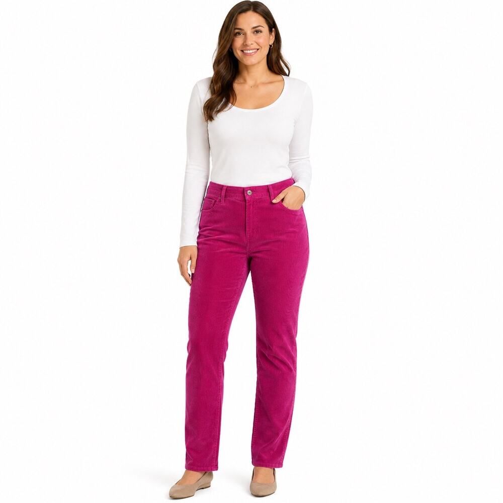 Old Navy Women’s Corduroy Pants Size 16 32 Long Magenta Pink Stretch